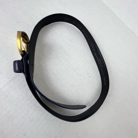 VTG Y2k Liz Claiborne Gold Buckle Leather Belt Blue Size M goth Whimsigoth - Picture 4 of 6